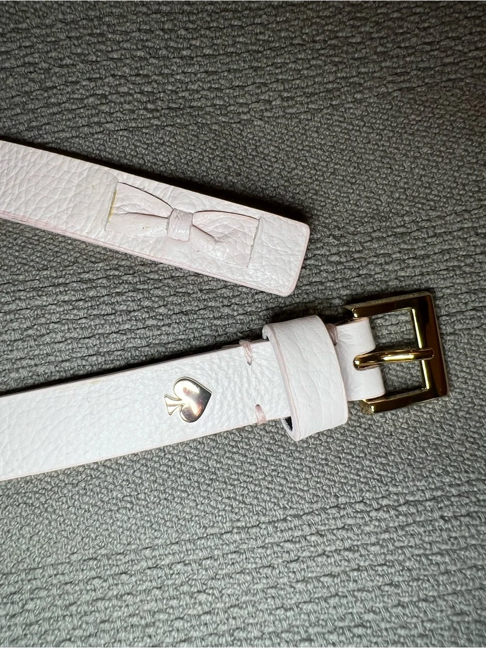 kate spade Pale Pink Leather Belt with Bow and Gold Buckle